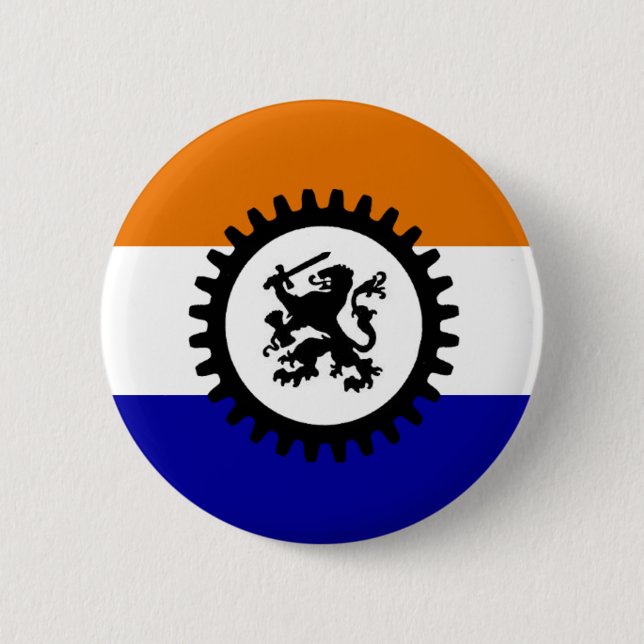 Badge Rond 5 Cm Front noir Orange Blanc Bleu (Devant)