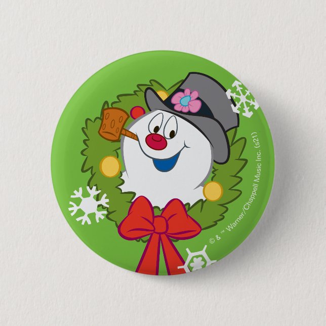 Badge Rond 5 Cm Frosty the Snowman™ | Crème Frosty Holiday (Devant)