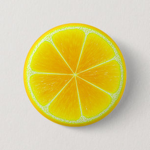 Badge Rond 5 Cm Fruit Citrus jaune citron tranche