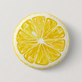 Badge Rond 5 Cm Fruit de citron jaune