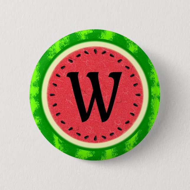 Badge Rond 5 Cm Fruit d'été de tranche de pastèque avec le (Devant)