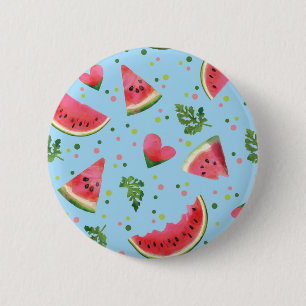 Badge Rond 5 Cm Fruit d'été Motif pastèque rouge vert tropical