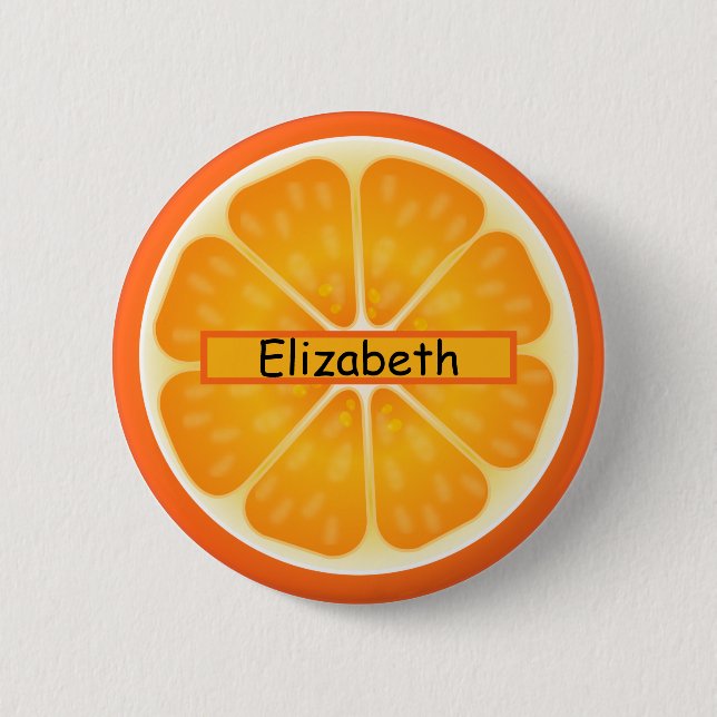 Badge Rond 5 Cm Fruit orange Nom personnalisé (Devant)