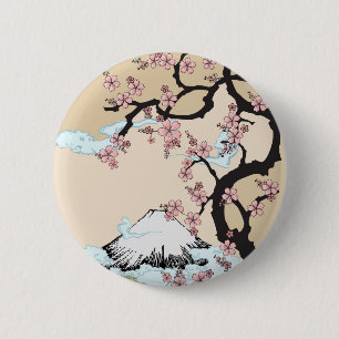Badge Rond 5 Cm Fuji et bouton de Sakura