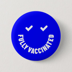 Badge Rond 5 Cm Fully Vaccinated Smiley