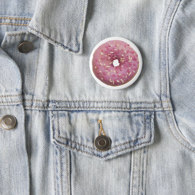 Badge Rond 5 Cm Fun beignet rose (En situation)