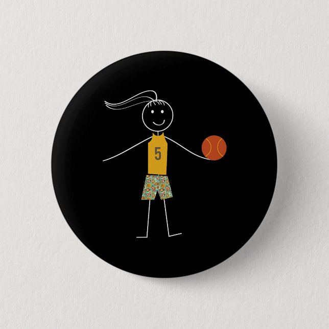 Badge Rond 5 Cm Fun Bysketbyll Girls Bysketbyll Joueur (Devant)