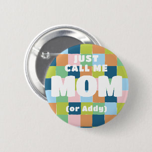 Badge Rond 5 Cm Fun Checker coloré Bloquer le Baby shower Maman
