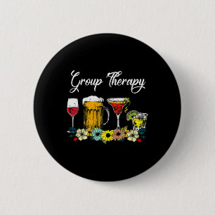 Badge Rond 5 Cm Fun Group Thérapie Floral Boire Lunettes Mental He