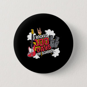 Badge Rond 5 Cm Fun Music Guitare I A Rocked 100 Jours De L'École