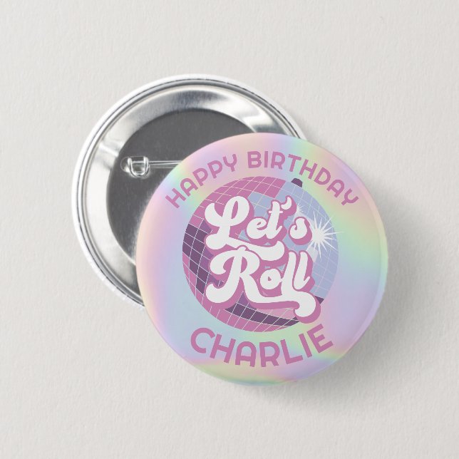 Badge Rond 5 Cm Fun Retro Roller Skating Girls Anniversaire Faveur (Devant & derrière)