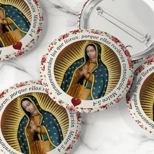 Badge Rond 5 Cm Funérailles de Virgen de Guadalupe en mémoire d'am