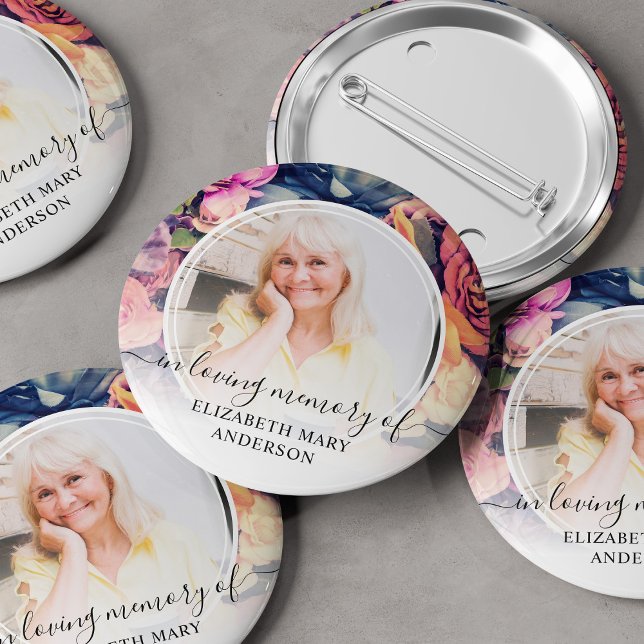 Badge Rond 5 Cm Funérailles En Mémoire Amoureuse Moody Photo Flora (Créateur téléchargé)