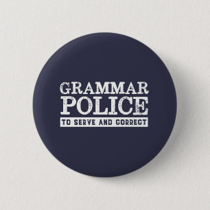 Badge Rond 5 Cm Funky Anglais enseignant Grammar Police