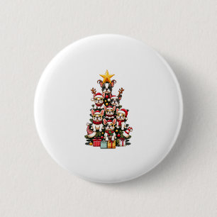Badge Rond 5 Cm Funky French Bulldog sapin de Noël Santa Hat neige