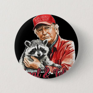 Badge Rond 5 Cm Funky Trump Raccoon Feral Et Felon 4 juillet Pa