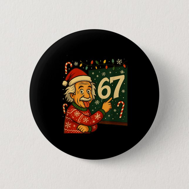 Badge Rond 5 Cm Funny 67 Christmas Sweater Design With Snowflakes  (Devant)