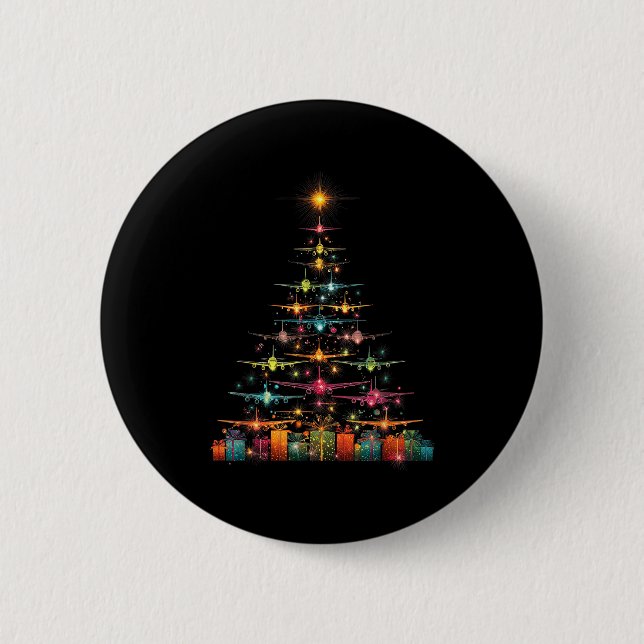 Badge Rond 5 Cm Funny Airplanes Christmas Tree Graphic Air Planes  (Devant)