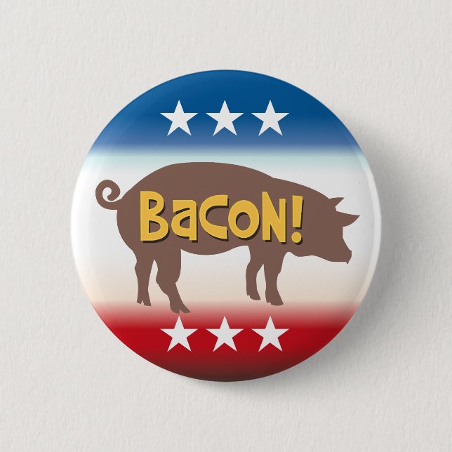 Badge Rond 5 Cm Funny Bacon Campaign (Devant)