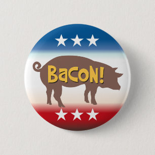 Badge Rond 5 Cm Funny Bacon Campaign