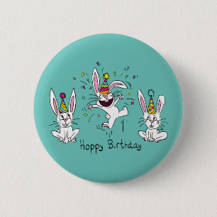 Badge Rond 5 Cm Funny Bunny Enfants d'anniversaire