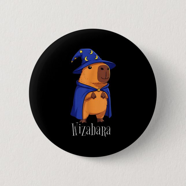 Badge Rond 5 Cm Funny Capybara Wizard Costume Wizabara Graphic Kid (Devant)