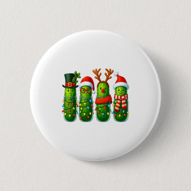 Badge Rond 5 Cm Funny Christmas Ckles With Santa Hats And Lights  (Devant)