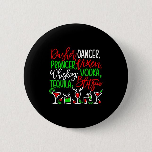 Badge Rond 5 Cm Funny Christmas Dasher Dancer Prancer Vixen Whiske (Devant)