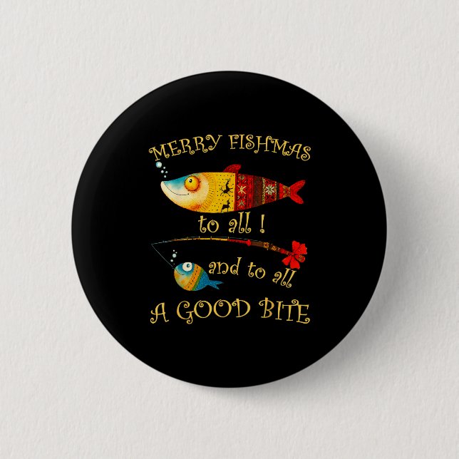 Badge Rond 5 Cm Funny Christmas Fisherman's Merry Fishmas To All F (Devant)
