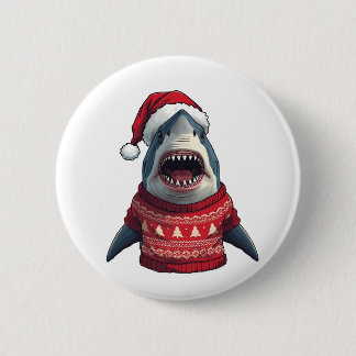 Badge Rond 5 Cm Funny Christmas Shark Ugly Sweater T-Shirt 