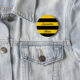 Badge Rond 5 Cm Funny Classic Bumble Bee Stripes Motif rayé