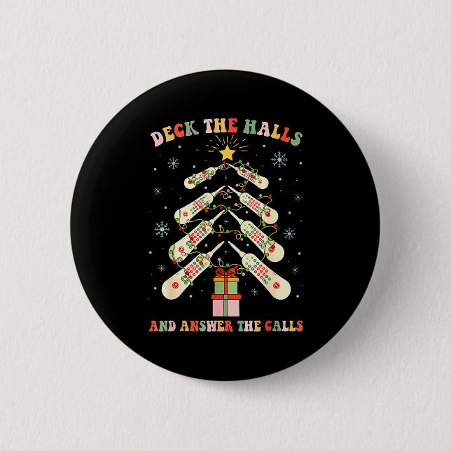 Badge Rond 5 Cm Funny Cna Nurse Christmas Medical Xmas Trees Nursi (Devant)