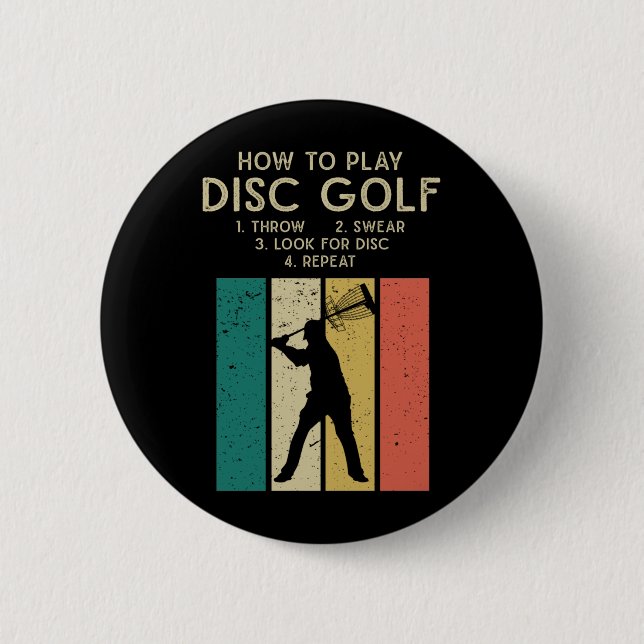 Badge Rond 5 Cm Funny Disque Golf Instruction Frisbee Disque Golf (Devant)