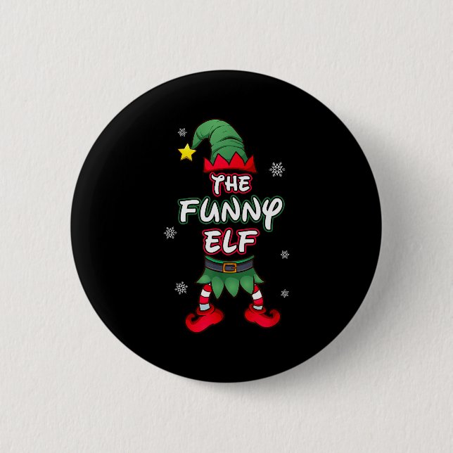 Badge Rond 5 Cm Funny Elf Christmas Pajamas Pjs Matching Family Gr (Devant)