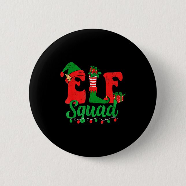 Badge Rond 5 Cm Funny Elf Squad Santa Hat Family Matching Christma (Devant)