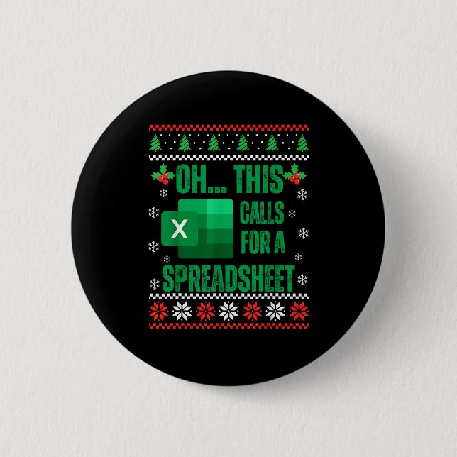 Badge Rond 5 Cm Funny Excel Spreadsheets Christmas Sweater Lover A (Devant)