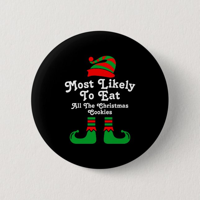 Badge Rond 5 Cm Funny Family Christmas Most Likely To Elf  (Devant)