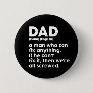 Badge Rond 5 Cm Funny Father's Day Jokes Dad Dictionary Definition