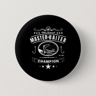 Badge Rond 5 Cm Funny Fishing Master Iter Champion Dons Homme
