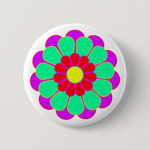 Badge Rond 5 Cm Funny Flower Power Bloom I