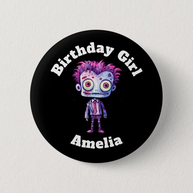 Badge Rond 5 Cm Funny Frankenstein Monster Fun Anniversaire Fille (Devant)