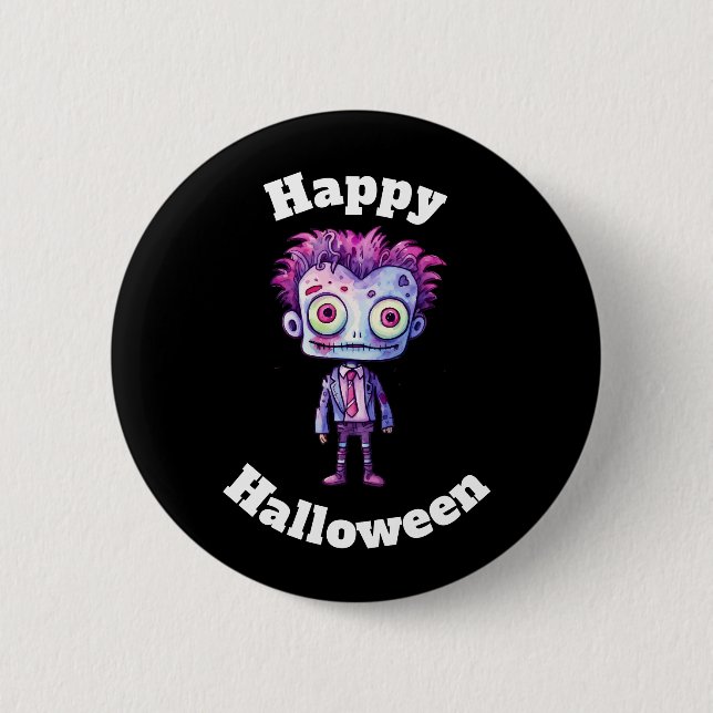 Badge Rond 5 Cm Funny Frankenstein Monster Halloween Fun (Devant)