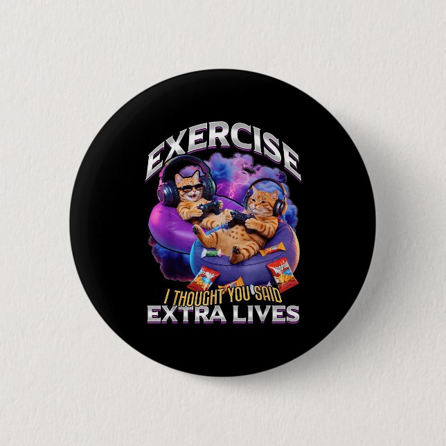 Badge Rond 5 Cm Funny Gaming Gamer Cat  (Devant)