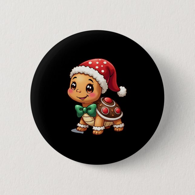 Badge Rond 5 Cm Funny Gingerbread Man Turtle Christmas Womens Mens (Devant)