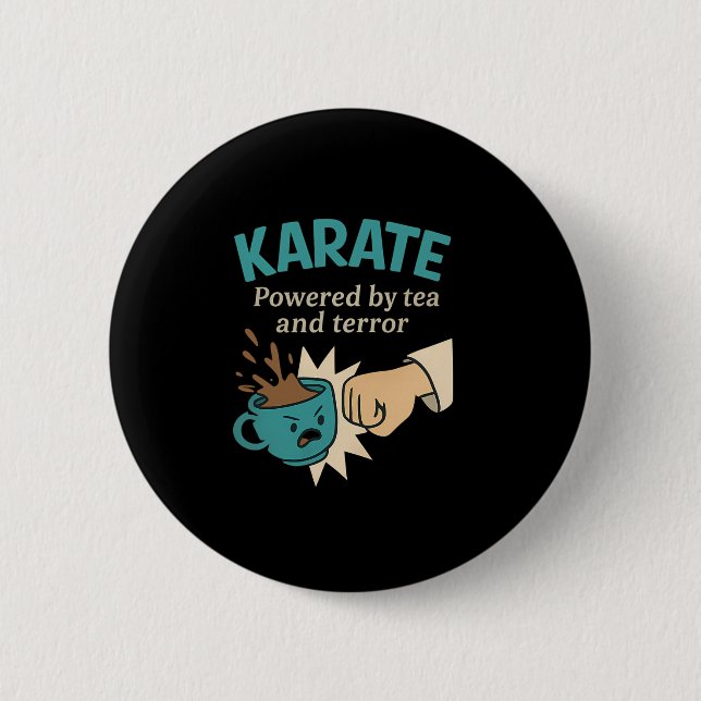 Badge Rond 5 Cm Funny Karate Humour Martial Powered (Devant)