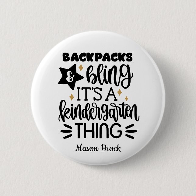 Badge Rond 5 Cm Funny Kindergarten cadeau personnalisé (Devant)