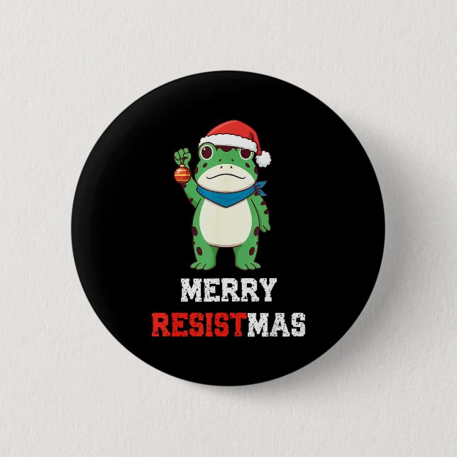 Badge Rond 5 Cm Funny Litical Frog Christmas Merry Resistmas 2025  (Devant)
