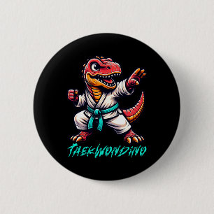 Badge Rond 5 Cm Funny Martial Arts Karate Taekwondo Dino Animal Cu