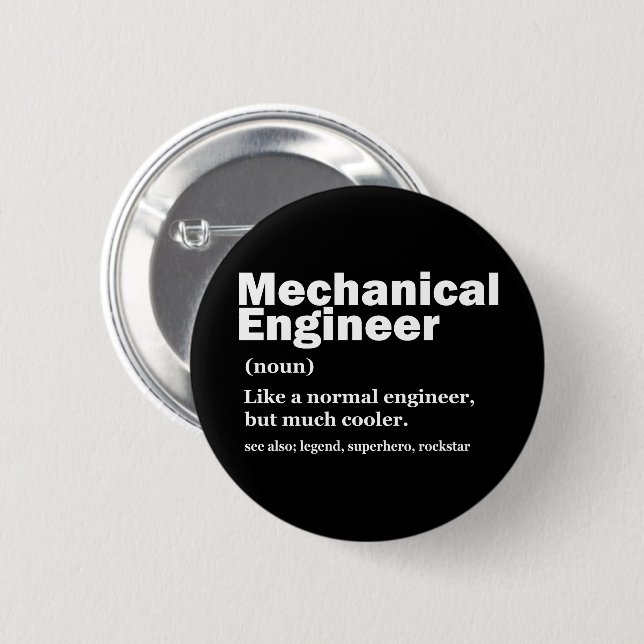 Badge Rond 5 Cm Funny Mechanical Engineer Definition Engineering (Devant & derrière)