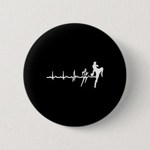 Badge Rond 5 Cm Funny Muay Thai Rythme Cardiaque Kickboxing Amour 